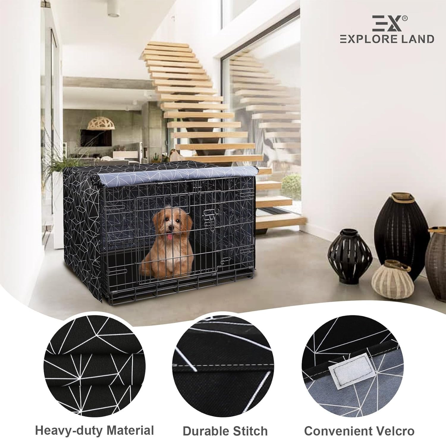 Amazon.co.jp: Explore Land Pattern 犬用クレートカバー 18インチ